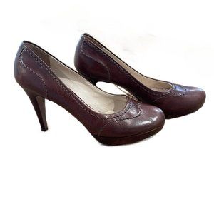 PRADA 37.5 Brown Leather High Heels 4" (Women's Size 7)